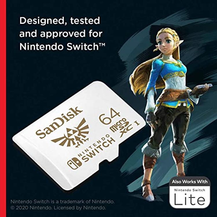 SanDisk 64GB MicroSDXC UHS-I Memory Card for Nintendo Switch - SDSQXAT-064G-GNCZN, White
