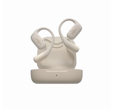 SHOKZ OpenFit True Wireless Earphones, Up to 28 Hours Battery Life, Up to 120 Minutes Charging Time, Built-in Microphone, AI Call Noise Reduction, 10 m Wireless Range - Beige
