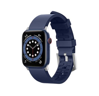 Elago Premium Fluoro Rubber Strap, Fit & Comfortable Replacement Wrist Band, Adjustable Straps Compatible for Apple Watch 44mm - Jean Indigo