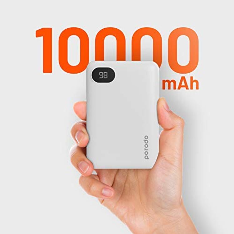 Porodo 4-Port Power Bank with Digital Power Display - 10000 mAh - White