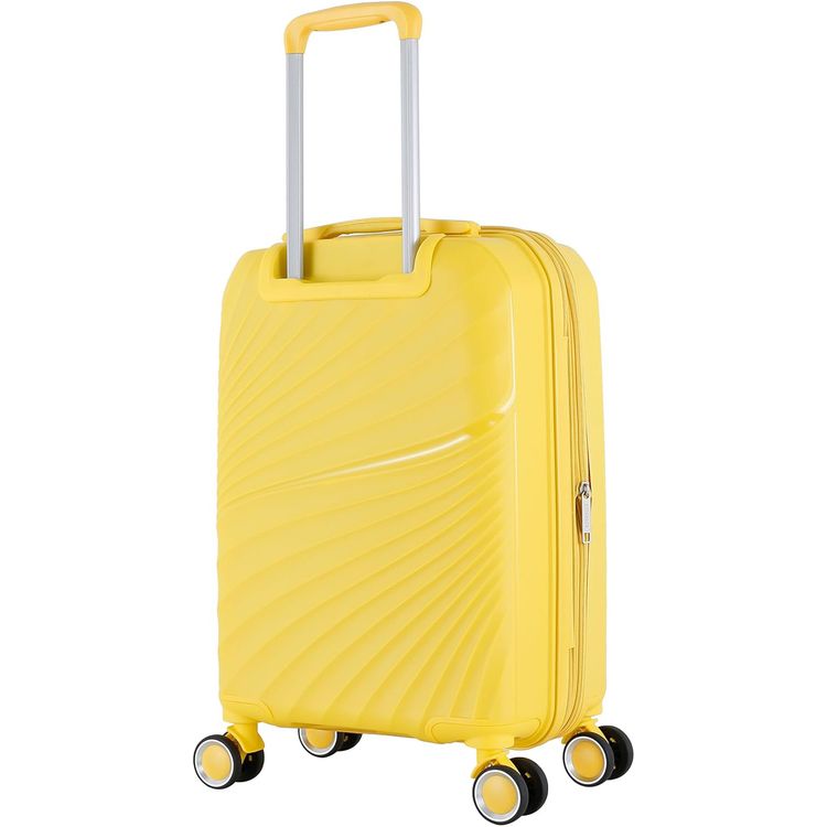 H.T Luggage Bag, Hard Case Polypropylene (PP) Material, Expandable, Telescopic Handle, Scratch Resistant, TSA Lock, Small Case Size - Yellow