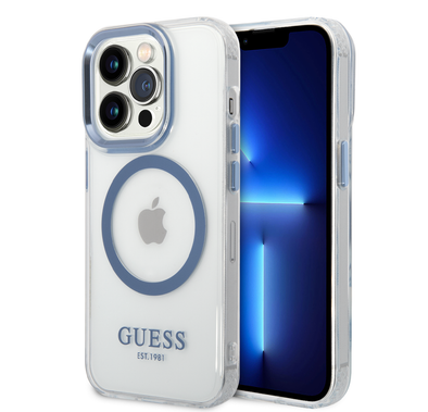 Guess Magsafe Compatibility Transparent Outline iPhone 14 Pro Max Compatibility - Blue