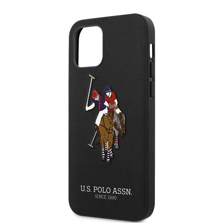 CG Mobile U.S. Polo Assn. PU Hard Case Polo Embroidery for iPhone 12 / 12 Pro (6.1") Shock & Drop Protection Suitable with Wireless Chargers Officially Licensed Black