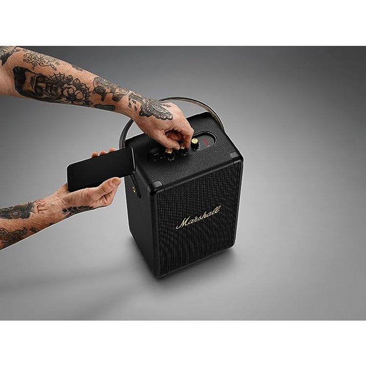 Marshall Tufton Portable Wireless Waterproof Bluetooth Speaker, Water Proof, True Stereophonic ( 360° Sound ), Fast Charge, 20 Hours Play Time, 2.5 Hours Charging Time, 10m Bluetooth Range - Black / Brass