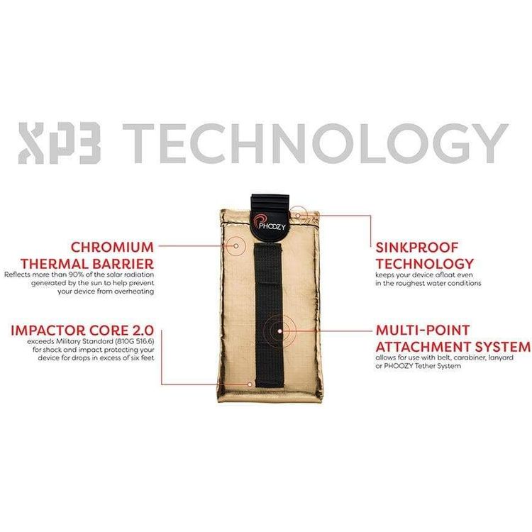 Phoozy XP3 Series Thermal Mobile Phone Case Capsule with Internal Stash Pocket, Insulated Ultra-Slim Weatherproof Pouch, Floating Case Bag, Multi Attachment Strap Gold-Medium