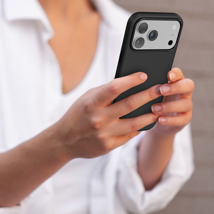 Cannes PU Leather Case for iPhone 17 Pro Max with Strong Magnets, Shock-Resistant Bumper, MagSafe Compatibility, 5ft. | 1.5m Drop-Tested, Soft PU Leather Material - Black