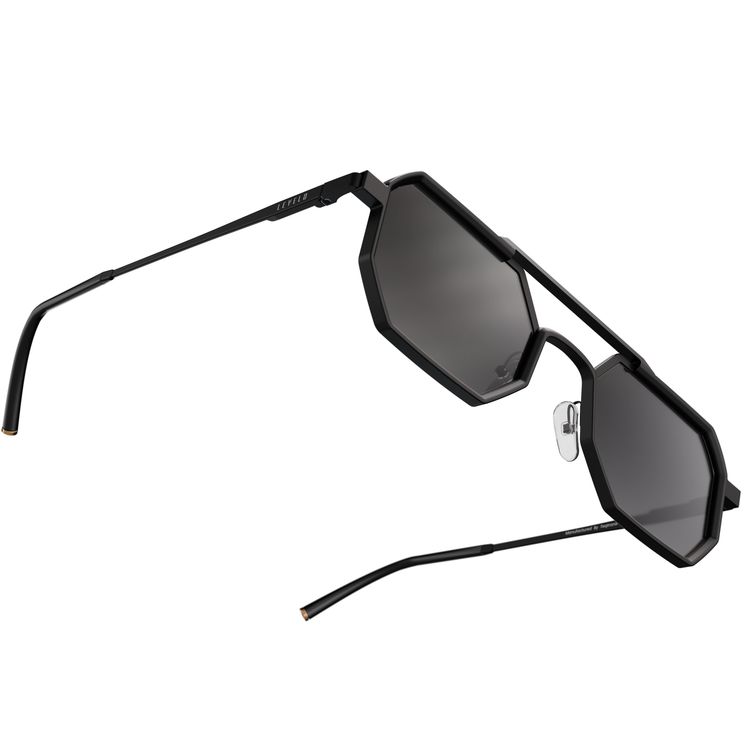 نظارات Levelo Floro UV-Guard مع حماية UV400، تصميم معدني أنيق، إطار معدني خفيف الوزن، مقاومة للخدش والصدمات، تصميم للجنسين - اللون الأسود