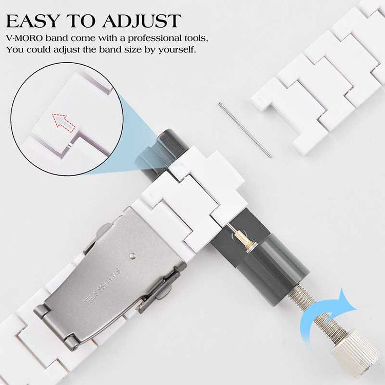 Green Lion Marble Watch Strap for Apple Watch 42/44/45/49mm, Double-lock Folding Buckle, Water Resistant, Easy Installation, Stainless Steel Connector - White