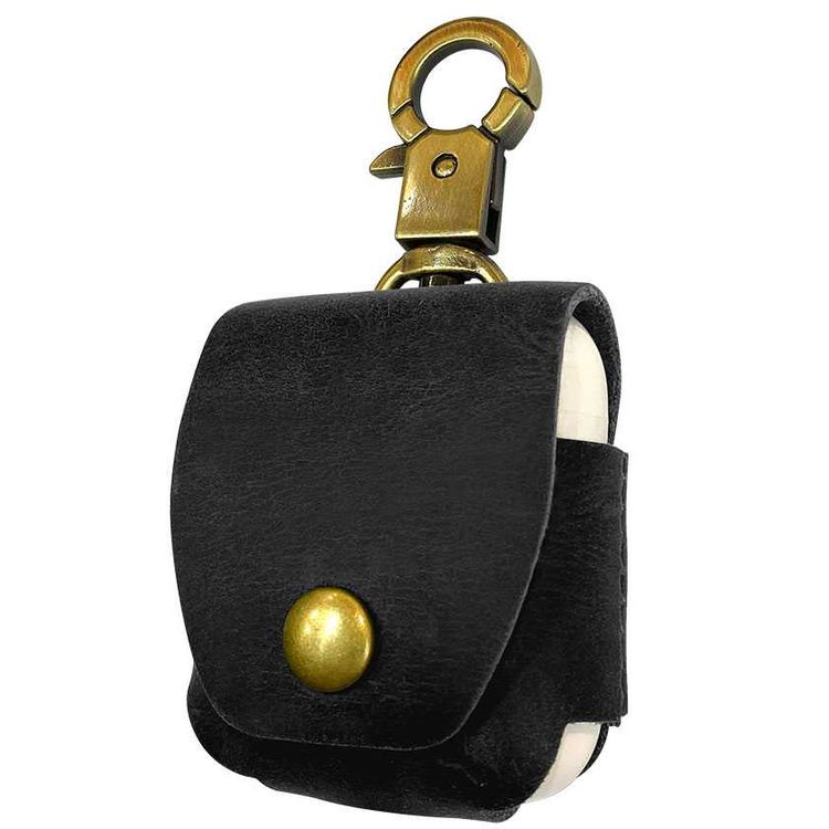Porodo iGuard Leather Hang Case for Airpods 1&2 Generation with Comfortable Grip, Long-lasting Leather Material, Precise Cutouts for Charging Port and Button Access, Scratch-resistant Surface, Secure Snap-on Fit - Black