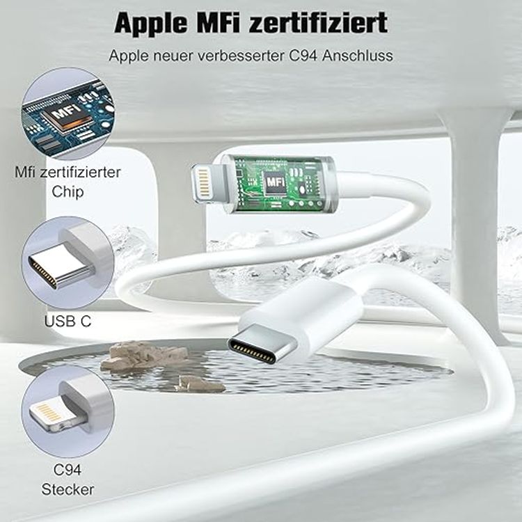 Apple USB-C to Lightning Cable 1m ; tangle free, lightweight, fast charging - White