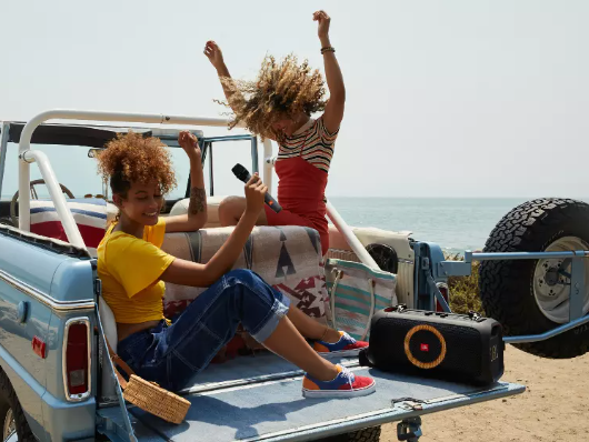 JBL Partybox On-The-GO Portable Party Bluetooth Speaker with Built-in Lights and Wireless Mic