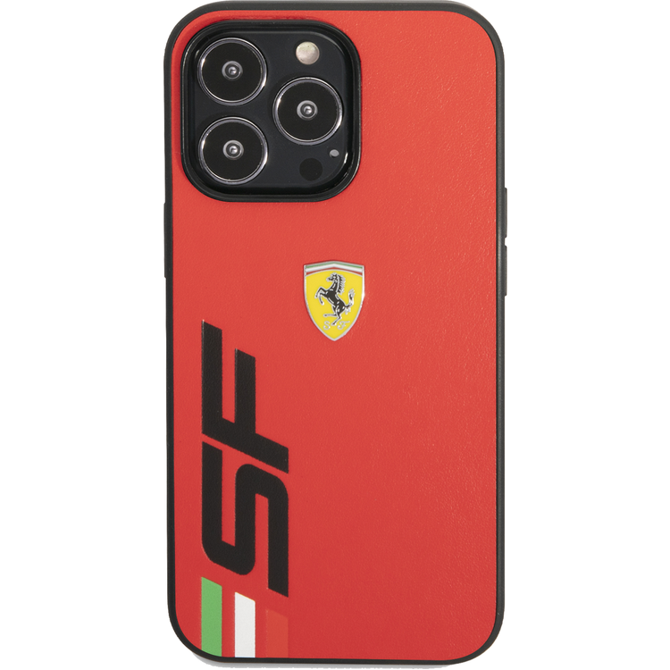 Ferrari Leather Printed Big SF Logo Hard case, Drop protection, Compatible with iPhone 13 Pro Max  - Red