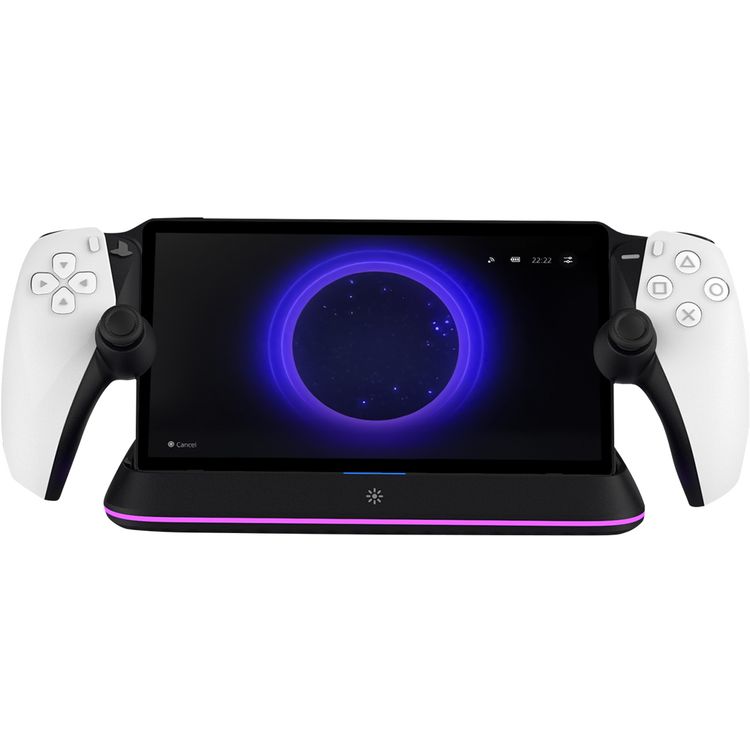 Porodo Gaming PlayStation Portal Charging Dock with RGB Lights, Type-C Connector, 3.5 Hours Charging Time, Built-in Safeguards, Anti-Slip Base, Magnetic Charging - Black