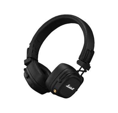 Marshall Major V Wireless On-Ear Headphones with Rugged & Foldable Design, Wireless Charging, 3 Hours Charging Time, Customizable M-Button, Bluetooth Version 5.3, Up to 100 Hours Play Time - Black
