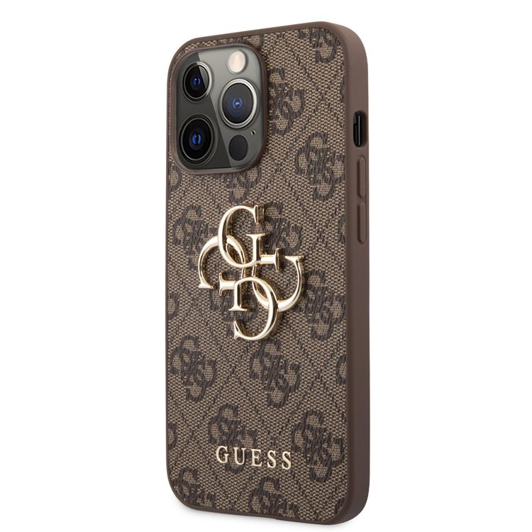 CG MOBILE Guess PU Leather 4G Big Metal Logo Compatible for iPhone 13 Pro (6.1") Anti-Scratch, Easy Access to All Ports, Shock Absorption & Drop Protection