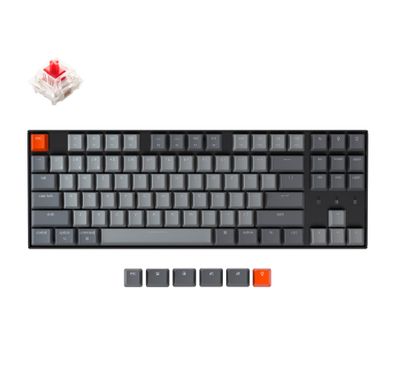 Keychron K8 87 Gateron Mechanical Keyboard with RGB and Red Switch/White LED Backlit/Wired USB, Bluetooth Computer Keyboard - Black