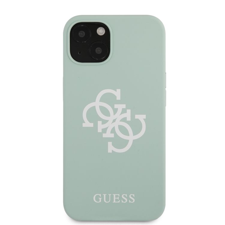 CG MOBILE Guess Liquid Silicone Case Big 4G with Logo Print Compatible for iPhone 13 (6.1") Anti-Scratch, Easy Access to All Ports, Shock Absorption