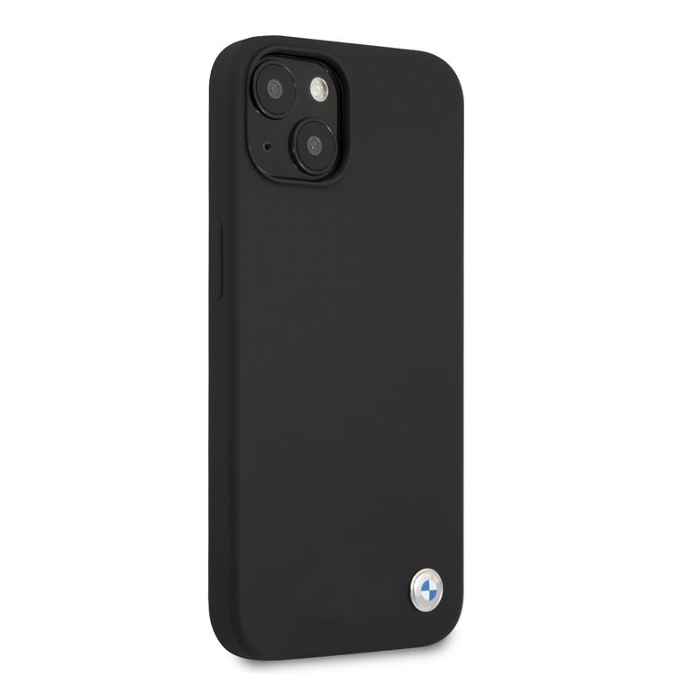 CG MOBILE BMW Liquid Silicone Hard Case Metal Logo Compatible for iPhone 13 (6.1") Easy Access to All Ports, Anti-Scratch - Black