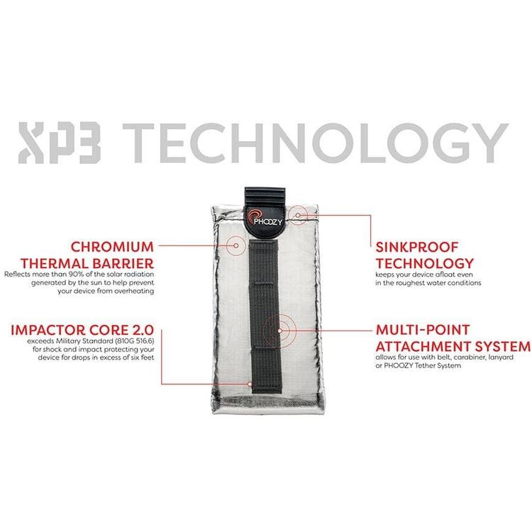 Phoozy XP3 Series Thermal Mobile Phone Case Capsule with Internal Stash Pocket, Insulated Ultra-Slim Weatherproof Pouch, Floating Case Bag, Multi Attachment Strap Silver-Medium