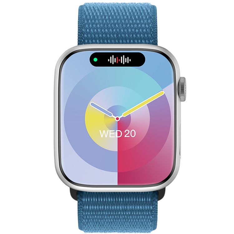 Green Lion Active SE Smart Watch with Full Square Display, 250mAh Battery, Multiple NFC, Waterproof, Bluetooth Call, Heart Rate Tracker, Wireless Charging, Bedside Lamp Mode - Silver / Blue 