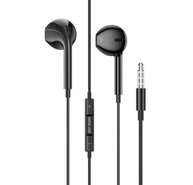 Green Lion Stereo Earphones with Built-in Microphone, 14mm Speaker, 1.2m Cable Length, 3.5mm Audio Jack, Control Buttons - Black
