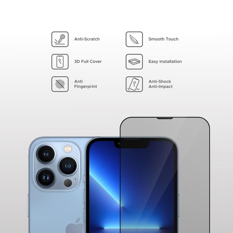 Liberty Guard 3D Black Silicon Rounded Edge Screen Protector For iPhone 13 Pro, Anti Shock & Anti Impact - Black