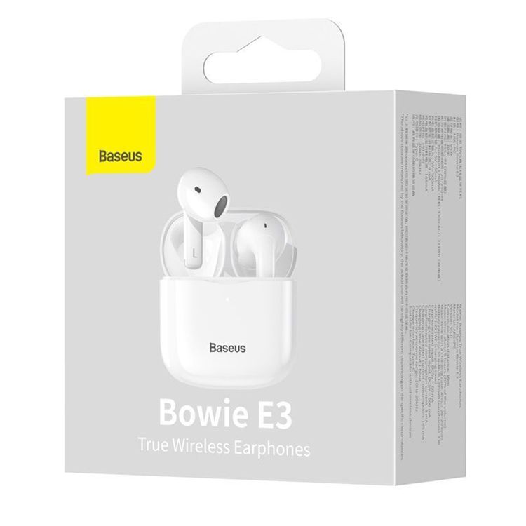 Baseus Bowie E3 True Wireless Earphones, Touch Control, Fast Response, About 1 Hour Charging Time, About 5 Hours Music Time, 10 m Communication Distance - White