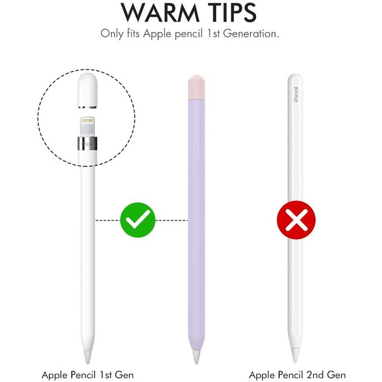 Ahastyle Duotone Case, Premium Silicone Anti-Slip Sleeve Cover with Cable Adapter Tether Kit Compatible for Apple Pencil 1st Generation - Lavender/Pink