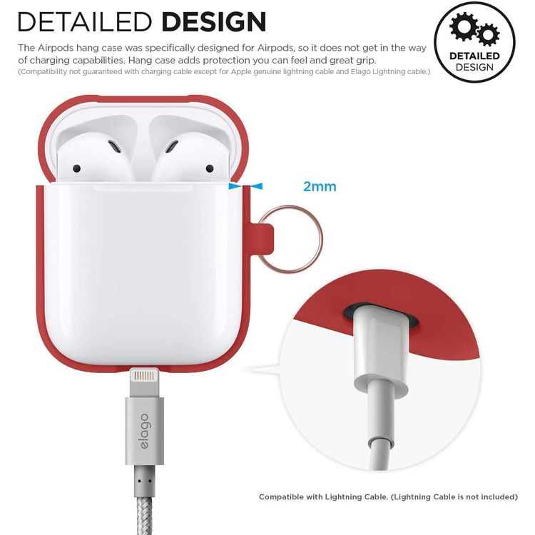 Apple AirPods 1 & 2 Elago Hang Case - Red