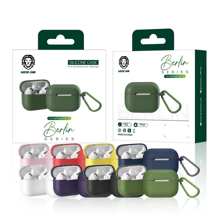 Green Lion Berlin Series Silicone Case for Airpods Pro 2 with Full Protection Design, Slim & Lightweight, Anti Fingerprints, Anti Scratch, Premium Quality, Unique Design - Pink