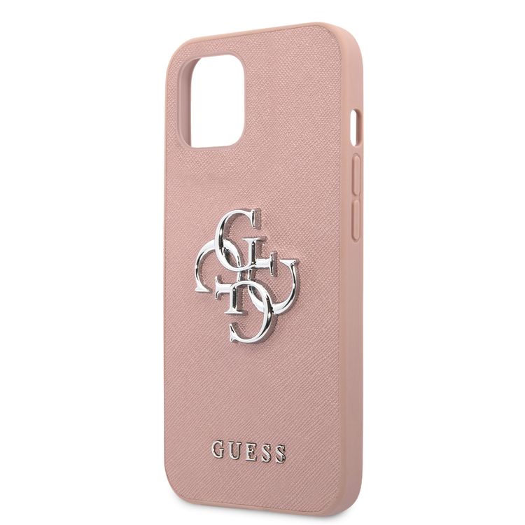 CG MOBILE Guess PU Saffiano Case with Big 4G Silver Logo Compatible for iPhone 13 (6.1") Anti-Scratch, Easy Access to All Ports, Shock Absorption