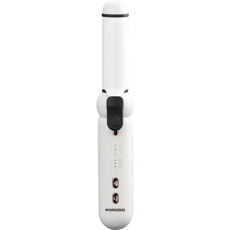 Porodo 3-in-1 Cordless Hair Styling Tool with 3 Interchangeable heads, Quick Heat-Up, Customizable Heat Settings, Heat-Resistant Design, Compact & Travel-Friendly, 2600mAh Battery Capacity - White