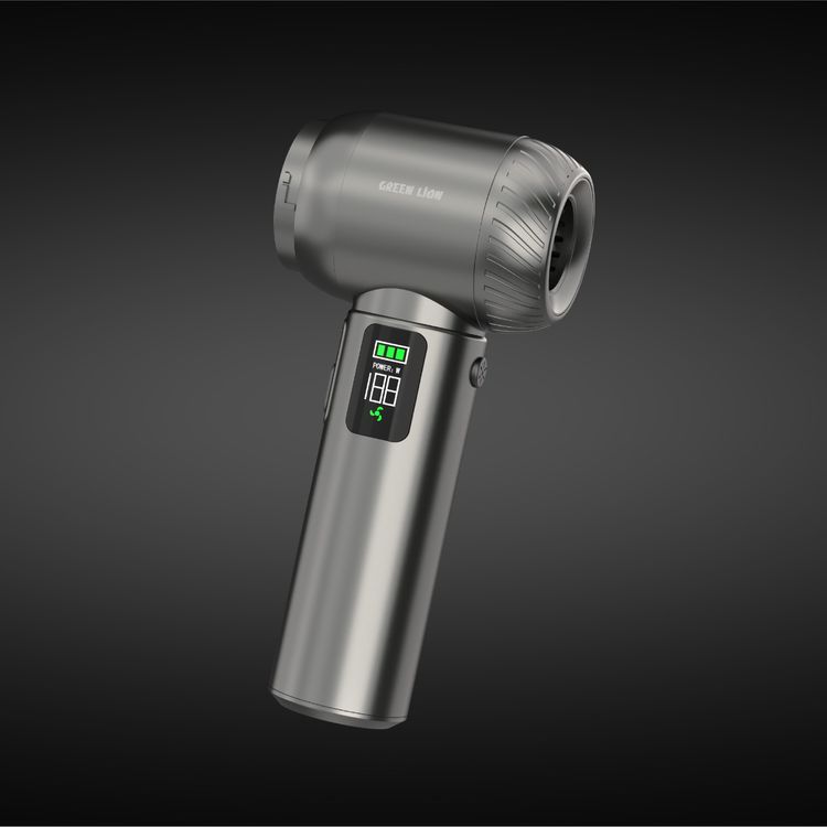 Green Lion Multi-Force Vacuum, Air Blower & Air Duster with Multiple Nozzles, LED Flash Light, 3 Speed Levels, Type-C Charging, Digital Display, Metal Hepa Filter - Gray