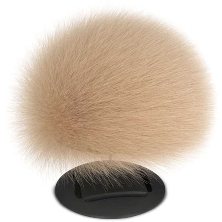 Nuckees Pom Stand and Grip with Finest Furs & Snug-hug Technology Compatible for Smartphones & Tablets - Ultra-luxe Design Kickstand - 360° Viewing - 4-way Locking Stand - Beige