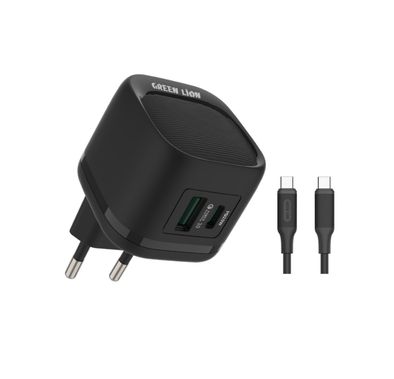 Green Lion PD 20W EU Wall Charger with USB-C to USB-C Cab...