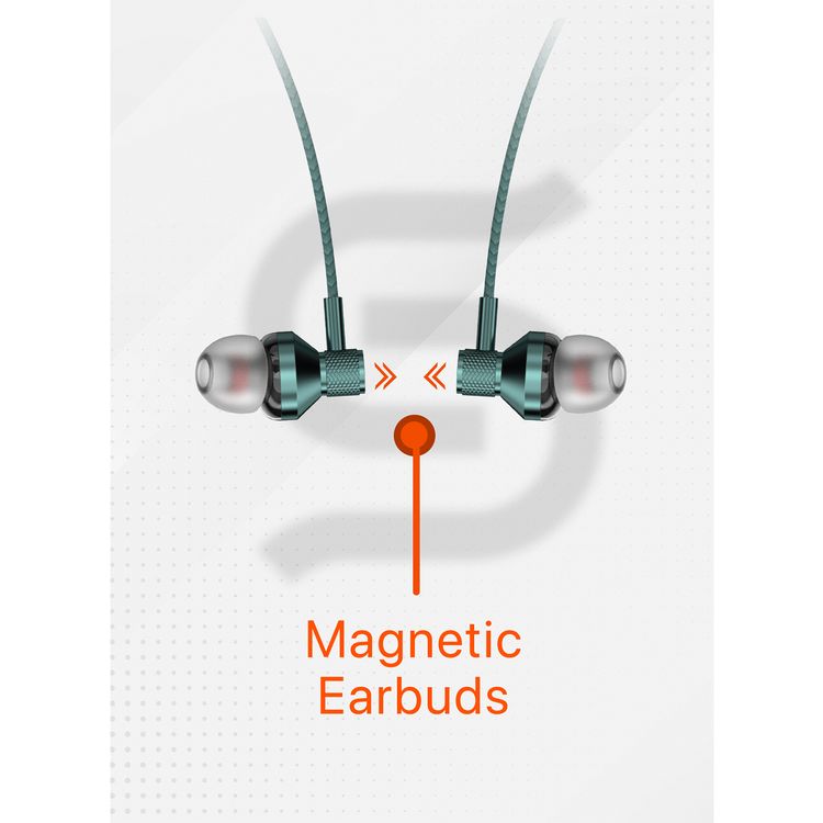 Porodo Soundtec SV Pro Neckband Earphones ENC with 5 Voice Effect Modes, Magnetic Earbuds, 250mAh Battery Capacity, Up to 30 Hours Playtime - Green