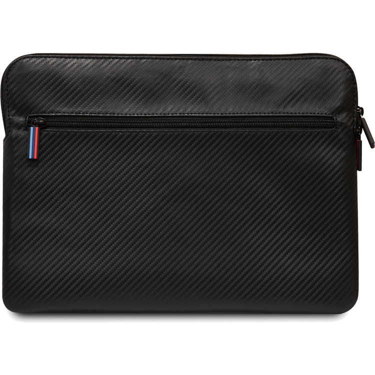 CG MOBILE BMW Carbon PU Sleeve With Contrasted Tricolor Line Protective Bag 16" Compatible With MacBook Intel® UHD Graphics/Windows/HP/Value Top Load Bag/Work, School, etc. - Black