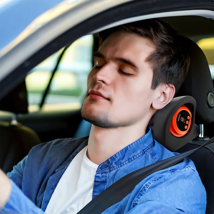 Porodo Tri-Mode Heated Cervical Pillow Massager with 3 Wave Gears, 3 Vibration Levels, Remote Controller, Magnetic Comfort Points, Warm Wave Board - Black