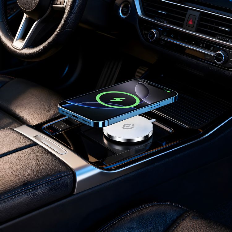 Powerology Magnova 25W MagSafe Charging Pad, PC & Aluminum Alloy Material, USB-C Input, 1.2m Cable Length, Universal Compatibility, Built-in Safeguards, Fast Charge, Tangle-Free Design - Silver