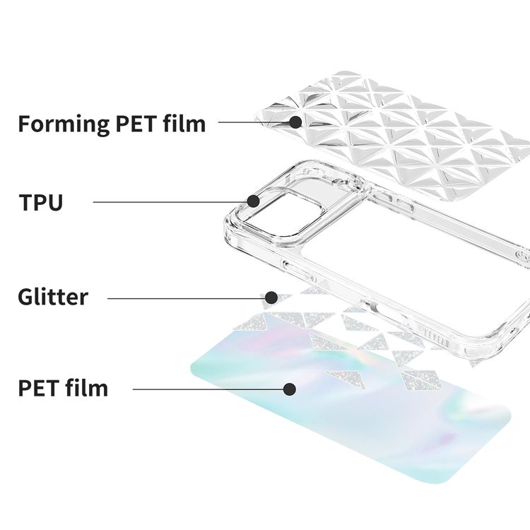 غطاء Levelo Hexa 3D الهندسي لهاتف iPhone 17 Pro Max، زوايا مقاومة للصدمات، حواف مرتفعة للكاميرا والشاشة، مصد مقاوم للصدمات، تقنية Ever-Clear، مجرب ضد السقوط - لون فضي