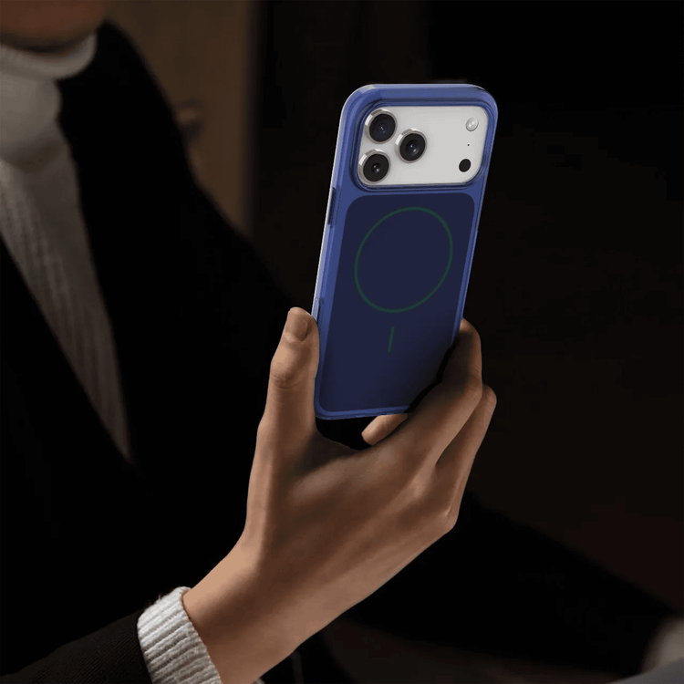 Levelo Opulent Full PC iPhone 17 Pro Case with Strong N52 Magnets, MagSafe Compatible, Camera Control Button, Ever-Clear Technology, 2.0mm PC Frame, Raised Bezel Protection, Military-Grade Protection, Shock-Resistant Bumper, Anti-Scratch Cover - Cobalt Blue