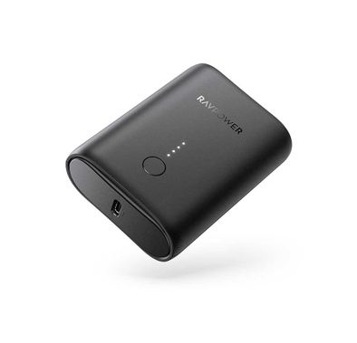 RAVPower 2-Port PD Pioneer Mini Power Bank 10000mAh 18W with Overcharging Protection - QC Fast Charging Portable Charger Powerbank - Compact Size Design - Black