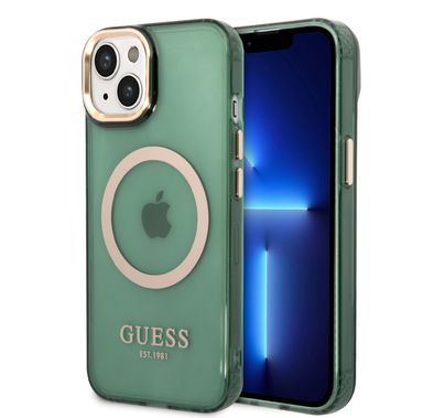 Guess Magsafe Case With Translucent Gold Outline - iPhone 14 - Kaki