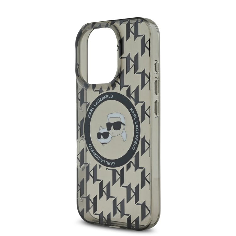 Karl Lagerfeld Magsafe IML Hard Case for iPhone 16 Pro Max with Karl & Choupette Heads, Slim Profile, Easy Snap-on, Drop Protection, Magsafe Compatible, Sustainable Packaging - Black
