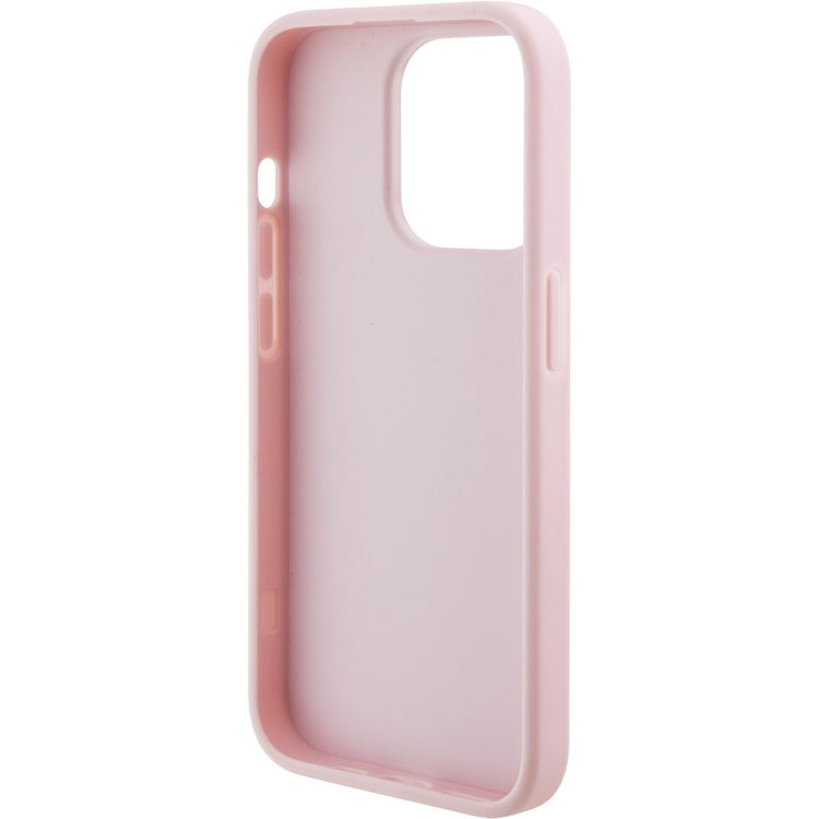 Guess Gripstand Saffiano Case with 4G Strass Metal Logo - Pink - iPhone 15 Pro Max
