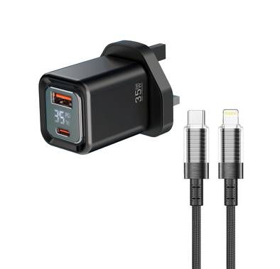 Porodo Dual-Port Quick Wall Charger with Type-C to Lightn...