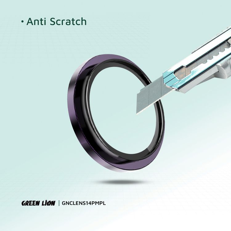 عدسة كاميرا Green Lion HD Plus لهاتف iPhone 14 Pro &amp; Pro Max، صديقة للحافظة، مضادة للخدش، سهلة التركيب، طلاء مضاد للانعكاس، مقاومة للماء - أرجواني