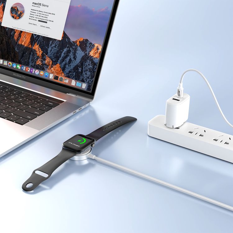 Green Lion iWatch USB-C to Wireless Charger, 5W Max Power, Fast Charging, Braided Cable - White