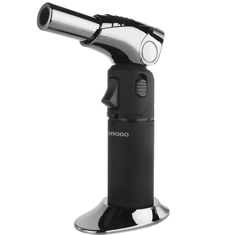 Porodo Lifestyle TurboFlair Rotating Flame Burner with Adjustable Flame, Up to 1350°C Temperature, Propane & Butane Mixture Fuel Type, Refillable Gas Cartridge - Black