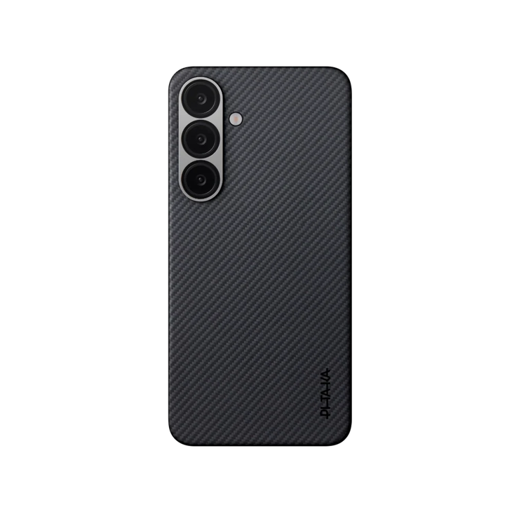 Pitaka Ultra Slim Case for Samsung S25, 6.3-inch, Aerospace-Grade Aramid Fiber, 3D Grip Textured, Raised Camera Lip, Compatible with MagEZ Car Mount Pro 2 Qi2 & MagEZ Grip - Black / Gray (Twill)